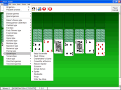 Spider Solitaire with Toolbar Menu